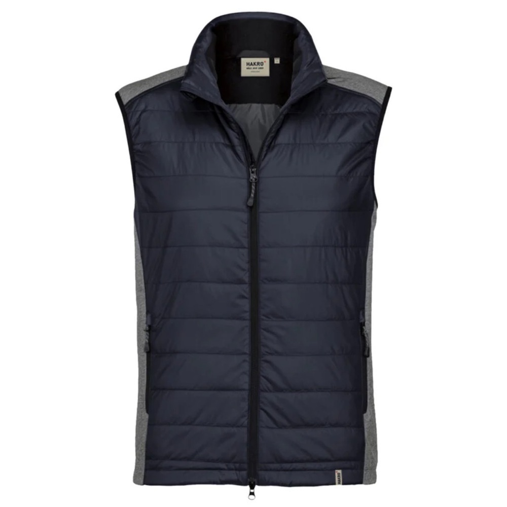 HAKRO Hybrid Gilet Contrast Navy Gray Outdoor Zip Front Vest - Picture 2 of 16